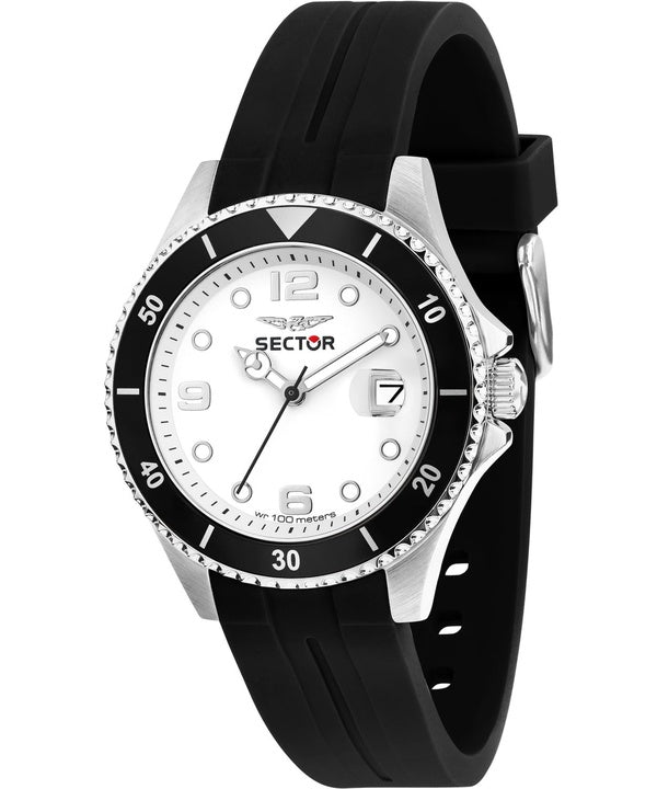 Sector 230 Cinturino in silicone Quadrante bianco Quarzo R3251161057 Orologio da uomo 100M