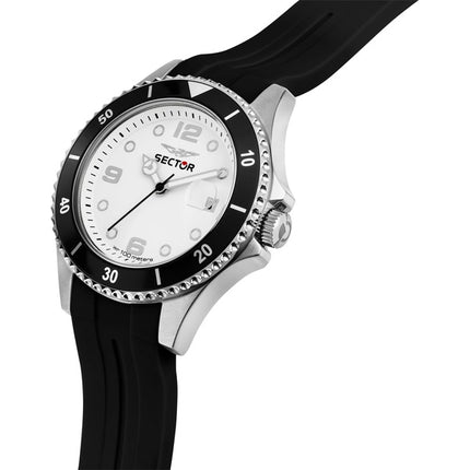 Sector 230 Cinturino in silicone Quadrante bianco Quarzo R3251161057 Orologio da uomo 100M