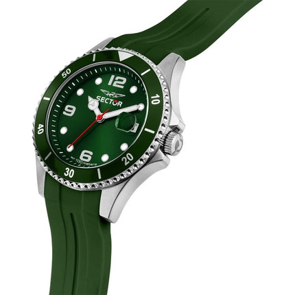 Sector 230 Cinturino in silicone Quadrante verde Quarzo R3251161059 Orologio da uomo 100M con bracciale extra