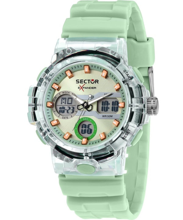 Orologio da uomo Sector Ex-46 con cinturino in silicone e quadrante verde al quarzo R3251242502