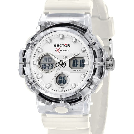 Orologio da uomo Sector Ex-46 con cinturino in silicone e quadrante bianco al quarzo R3251242504