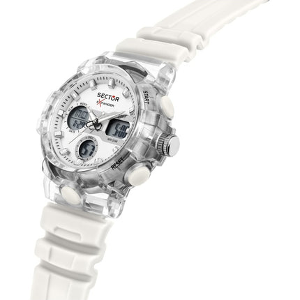 Orologio da uomo Sector Ex-46 con cinturino in silicone e quadrante bianco al quarzo R3251242504