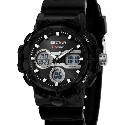 Orologio da uomo Sector Ex-46 con cinturino in silicone e quadrante nero al quarzo R3251242505