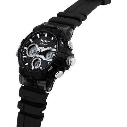 Orologio da uomo Sector Ex-46 con cinturino in silicone e quadrante nero al quarzo R3251242505