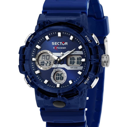 Orologio da uomo Sector Ex-46 con cinturino in silicone e quadrante blu al quarzo R3251242506