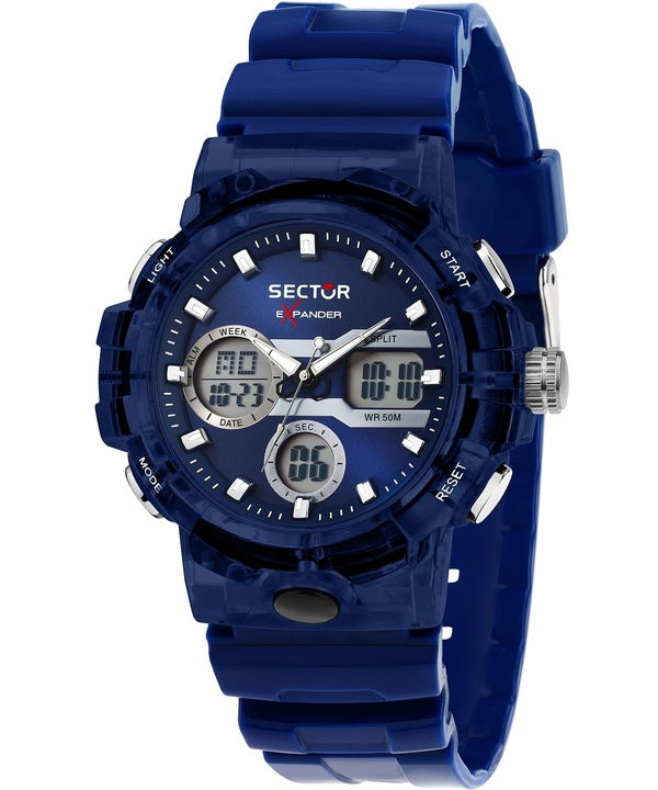 Orologio da uomo Sector Ex-46 con cinturino in silicone e quadrante blu al quarzo R3251242506