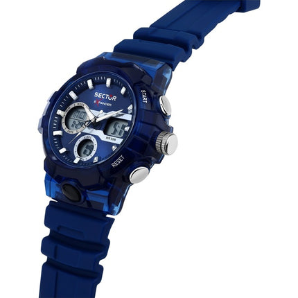 Orologio da uomo Sector Ex-46 con cinturino in silicone e quadrante blu al quarzo R3251242506