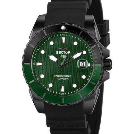 Orologio da uomo Sector 450 quadrante verde opaco con cinturino in silicone al quarzo R3251276001 100M