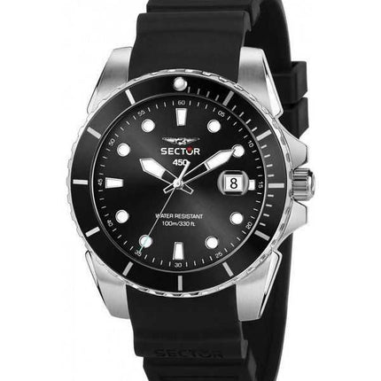 Orologio da uomo Sector 450 cinturino in silicone quadrante nero quarzo R3251276002 100M