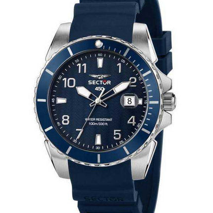 Orologio da uomo Sector 450 quadrante blu Sunray cinturino in silicone al quarzo R3251276003 100M