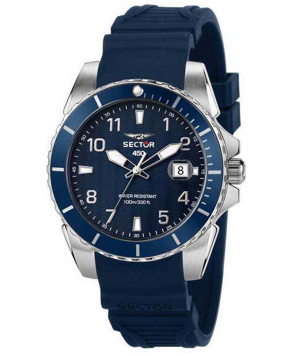 Orologio da uomo Sector 450 quadrante blu Sunray cinturino in silicone al quarzo R3251276003 100M