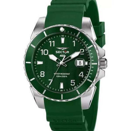 Orologio da uomo Sector 450 cinturino in silicone quadrante verde quarzo R3251276004 100M