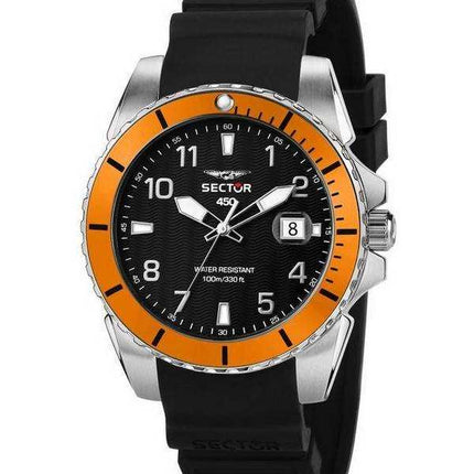 Orologio da uomo Sector 450 quadrante nero cinturino in silicone al quarzo R3251276005 100M