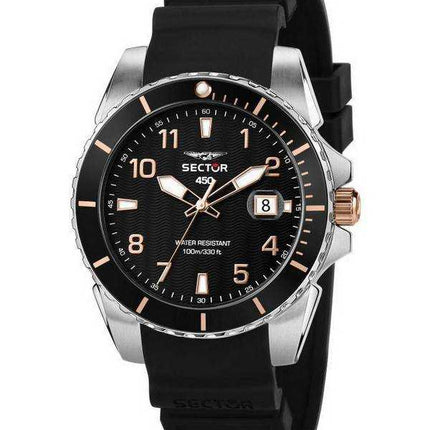 Orologio da uomo Sector 450 quadrante nero cinturino in silicone al quarzo R3251276006 100M