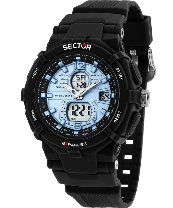 Orologio da uomo Sector Ex-09 con cinturino in silicone e quadrante blu al quarzo R3251296001