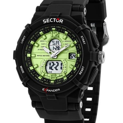 Orologio da uomo Sector Ex-09 con cinturino in silicone e quadrante verde al quarzo R3251296002