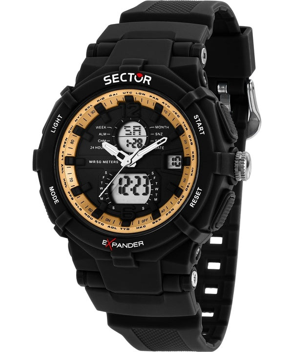 Orologio da uomo Sector Ex-09 con cinturino in silicone e quadrante nero al quarzo R3251296004