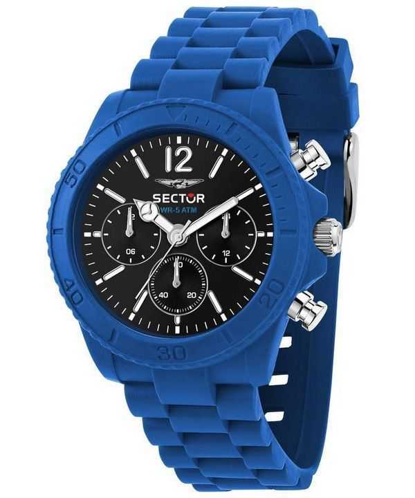 Orologio da uomo Sector Diver multifunzione in acciaio inossidabile quadrante nero al quarzo R3251549005