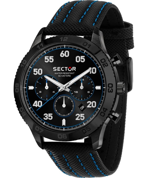 Sector 270 multifunzione cinturino in pelle quadrante nero al quarzo R3251578013 orologio da uomo