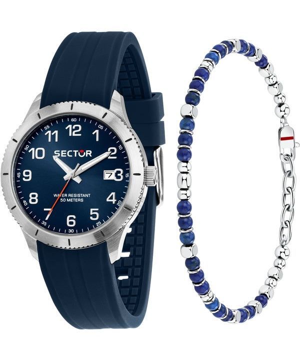 Sector 270 Cinturino in silicone Quadrante blu Quarzo R3251578018 Orologio da uomo con bracciale extra