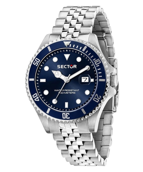 Orologio da uomo Sector 230 in acciaio inossidabile con quadrante blu al quarzo R3253161053 100M