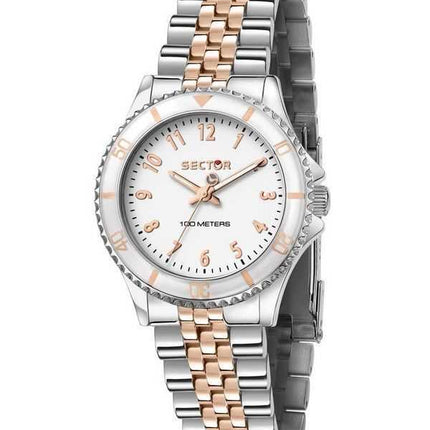 Orologio da donna Sector 230 Just Time Two Tone in acciaio inossidabile con quadrante bianco al quarzo R3253161533 100M
