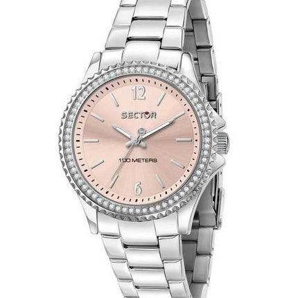 Orologio da donna Sector 230 Just Time con accenti di cristallo quadrante in oro rosa al quarzo R3253161536 100M