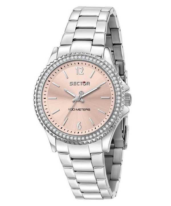 Orologio da donna Sector 230 Just Time con accenti di cristallo quadrante in oro rosa al quarzo R3253161536 100M