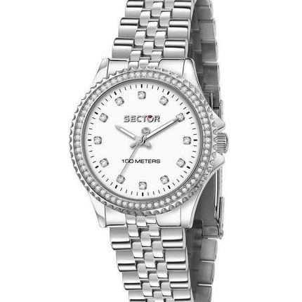 Orologio da donna Sector 230 Just Time con accenti di cristallo quadrante bianco al quarzo R3253161538 100M