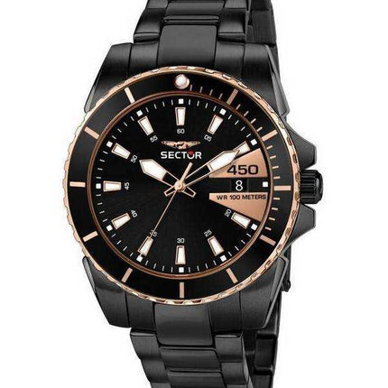 Orologio da uomo Sector 450 quadrante nero in acciaio inossidabile al quarzo R3253276006 100M