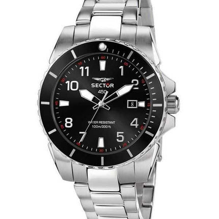 Orologio da uomo Sector 450 con data e ora in acciaio inossidabile con quadrante nero al quarzo R3253276009 100M