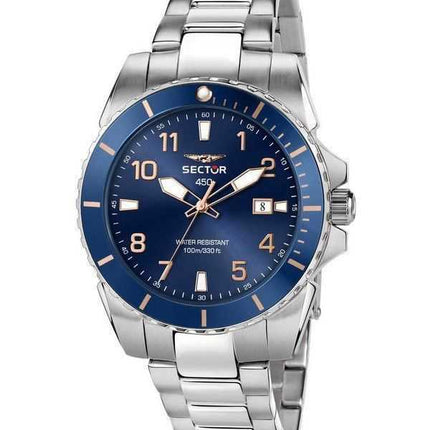 Orologio da uomo Sector 450 con data e ora in acciaio inossidabile con quadrante blu al quarzo R3253276010 100M