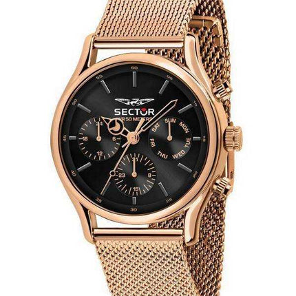 Orologio da uomo Sector 660 quadrante nero tono oro rosa in acciaio inossidabile al quarzo R3253517010