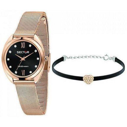 Orologio da donna Sector 955 quadrante nero tono oro rosa in acciaio inossidabile al quarzo R3253518504
