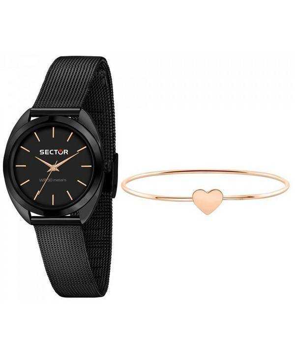 Orologio da donna Sector 955 con quadrante nero opaco in acciaio inossidabile al quarzo R3253518514