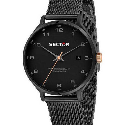 Orologio da uomo Sector 370 nero con quadrante sabbiato al quarzo R3253522005