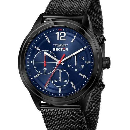 Orologio da uomo Sector 670 Dual Time multifunzione in acciaio inossidabile con quadrante blu al quarzo R3253540008