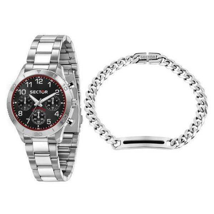 Orologio da uomo Sector 670 multifunzione in acciaio inossidabile quadrante nero al quarzo R3253578020 con cinturino in omaggio
