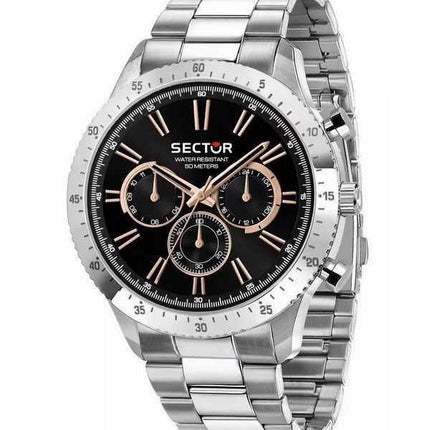 Orologio da uomo Sector 270 multifunzione in acciaio inossidabile con quadrante nero al quarzo R3253578028