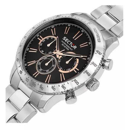 Orologio da uomo Sector 270 multifunzione in acciaio inossidabile con quadrante nero al quarzo R3253578028