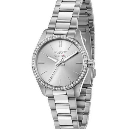 Orologio da donna Sector 270 Just Time con accenti di cristallo in acciaio inossidabile con quadrante argentato al quarzo R32535