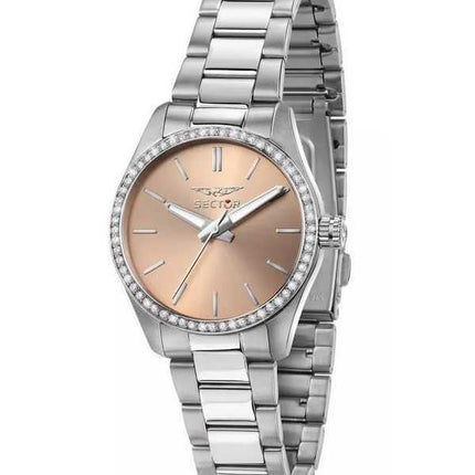 Sector 270 Just Time Crystal Accents Orologio da donna in acciaio inossidabile con quadrante in oro rosa al quarzo R3253578506
