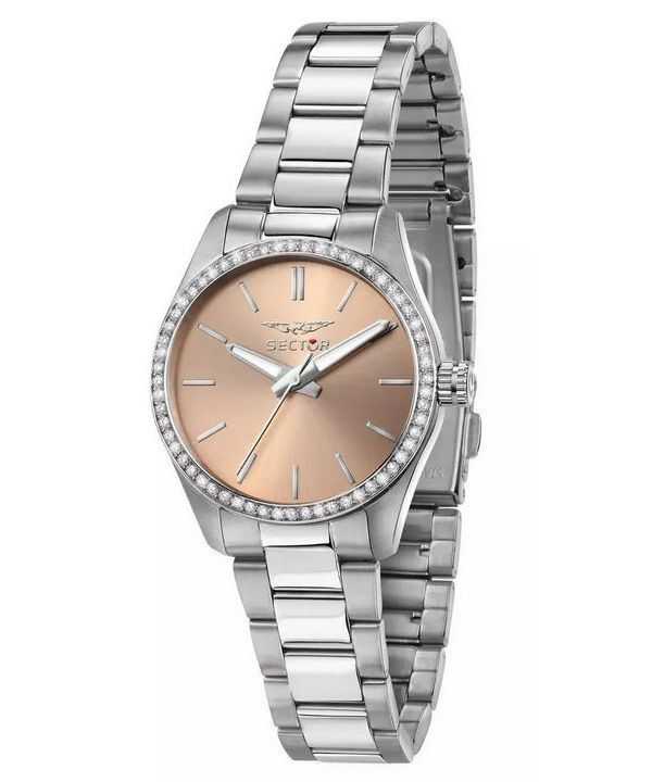 Sector 270 Just Time Crystal Accents Orologio da donna in acciaio inossidabile con quadrante in oro rosa al quarzo R3253578506