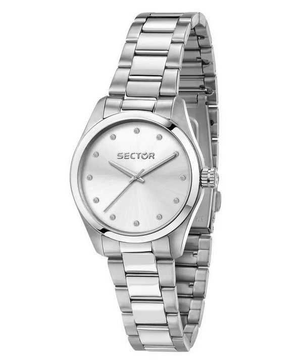 Orologio da donna Sector 270 Just Time con accenti di cristallo in acciaio inossidabile con quadrante argentato al quarzo R32535