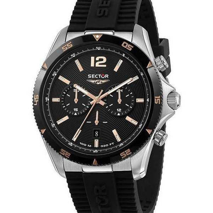 Sector 650 cronografo cinturino in silicone quadrante nero quarzo R3271631002 100M orologio da uomo