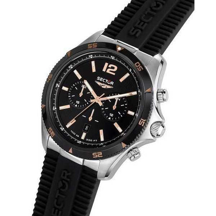 Sector 650 cronografo cinturino in silicone quadrante nero quarzo R3271631002 100M orologio da uomo