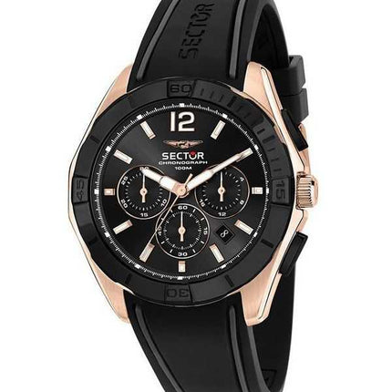 Orologio da uomo Sector 790 cronografo cinturino in silicone quadrante nero quarzo R3271636001 100M