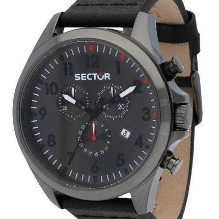 Orologio da uomo Sector 180 Cronografo Sunray Gun Dial Cinturino in pelle al quarzo R3271690026 100M