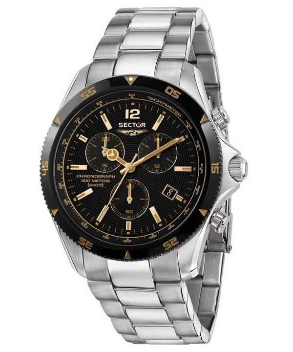 Orologio da uomo Sector 650 cronografo in acciaio inossidabile con quadrante nero al quarzo R3273631001 200M da uomo