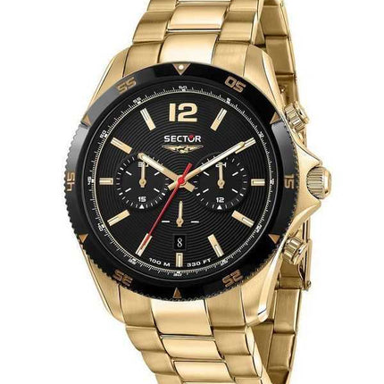 Orologio da uomo Sector 650 cronografo tono oro acciaio inossidabile quadrante nero quarzo R3273631002 100M